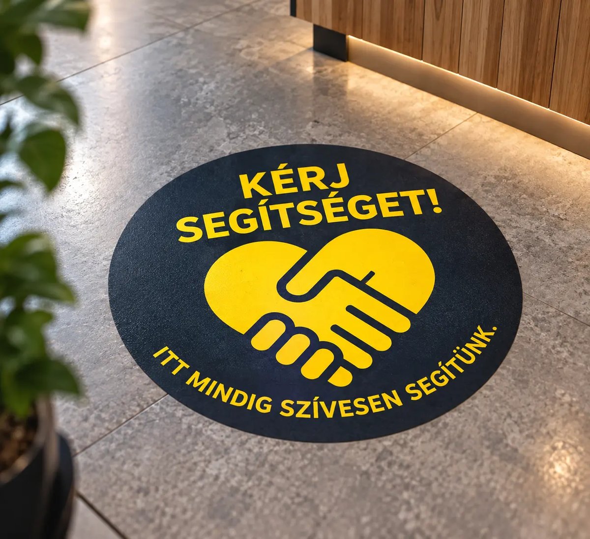 Kör alakú padlómatrica információs felirattal